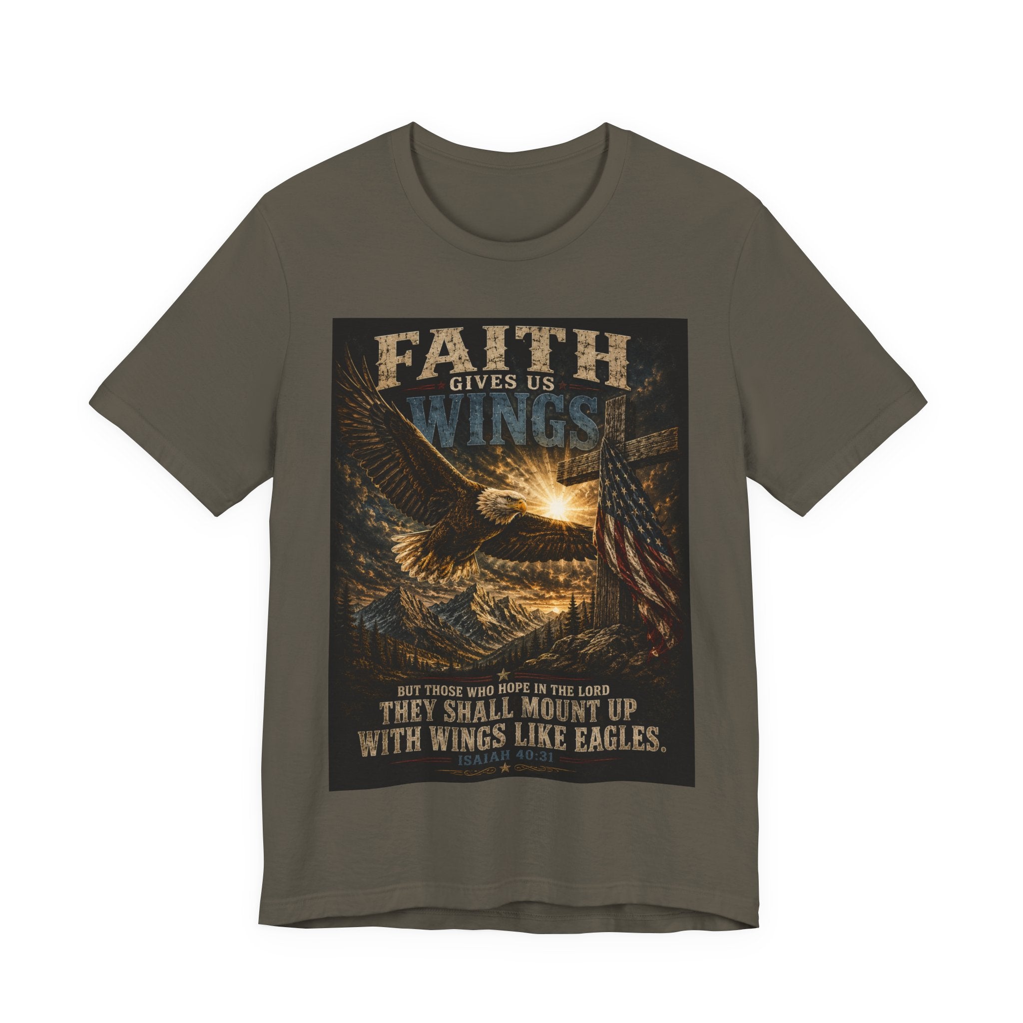 Faith Gives Us Wings Eagle T-Shirt — Biblical Isaiah 40:31 Inspirational Tee