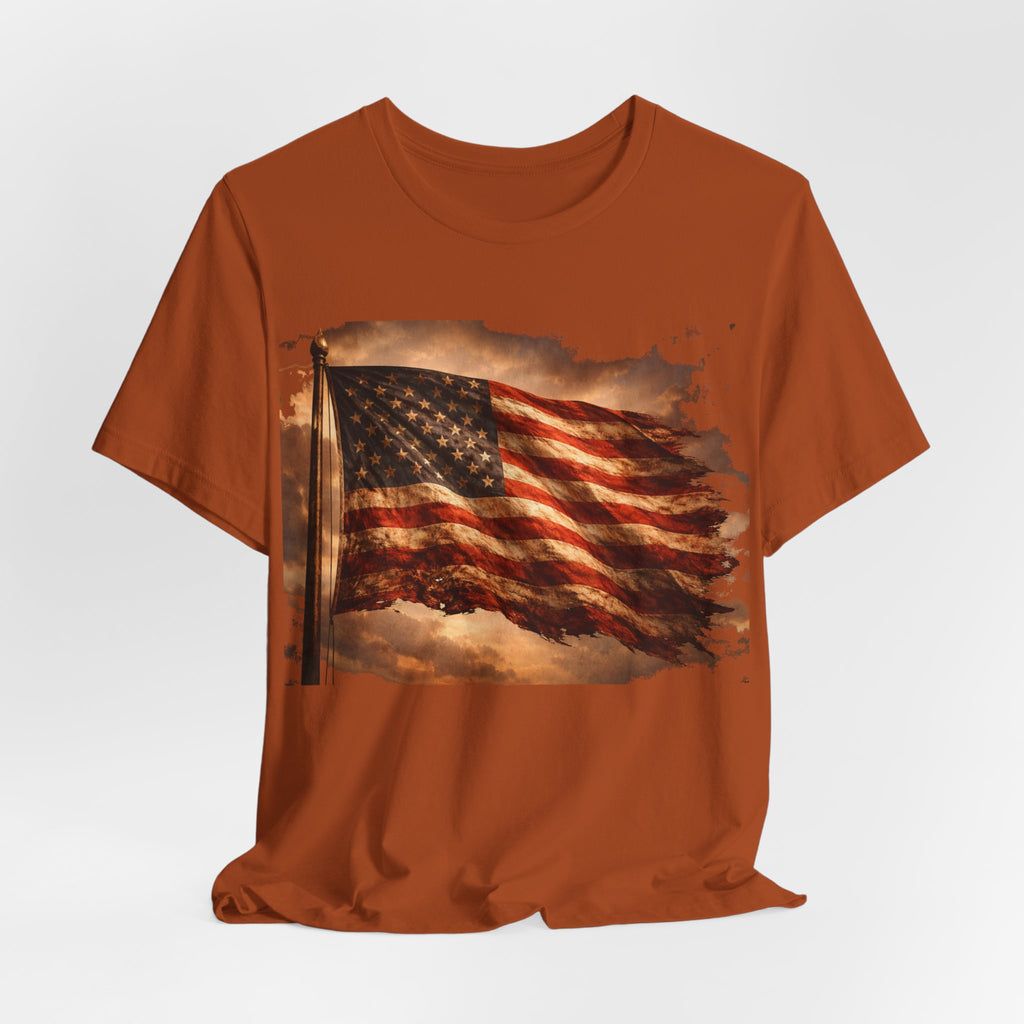 Distressed American Flag T‑Shirt — Vintage Patriotic Tee for 4th of July & Veterans