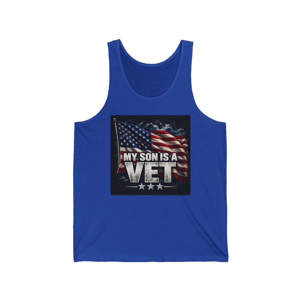 My Son Is A Vet Tank Top - Patriotic American Flag Veteran Support Tank