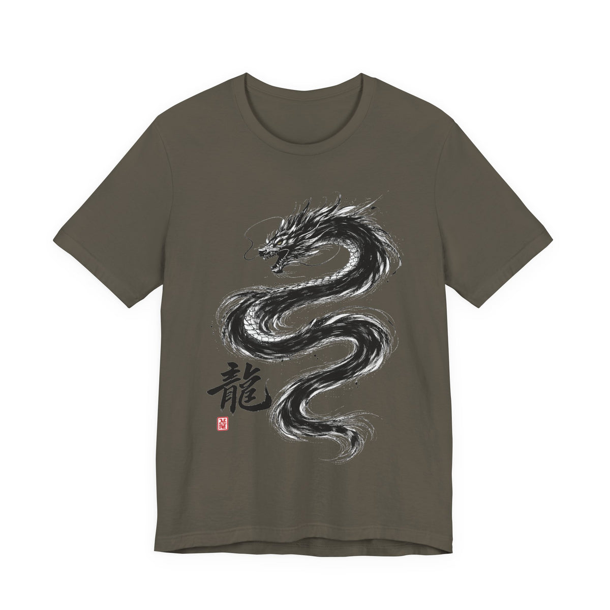 Dragon Brushstroke Tee — Asian Ink Dragon T-Shirt