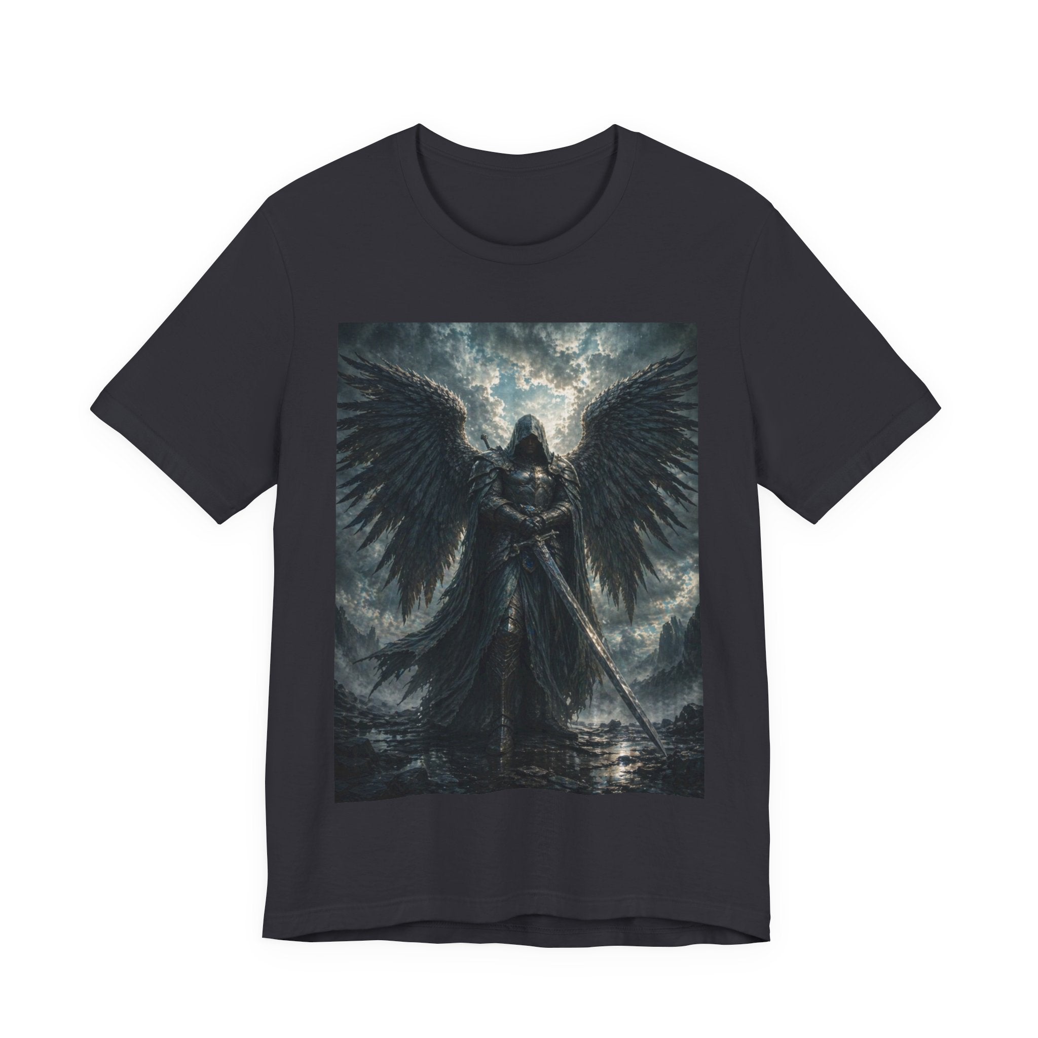 Dark Fallen Angel Graphic Tee — Gothic Warrior Angel T-Shirt