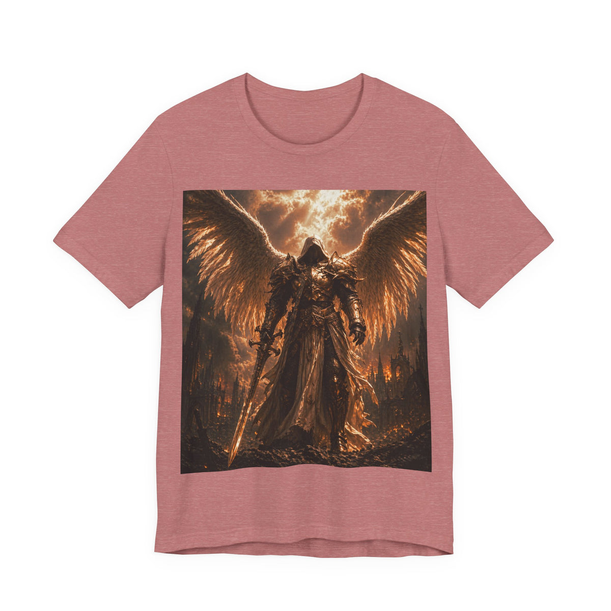 Angel of Fury Graphic Tee — Dark Fantasy Winged Warrior T‑Shirt