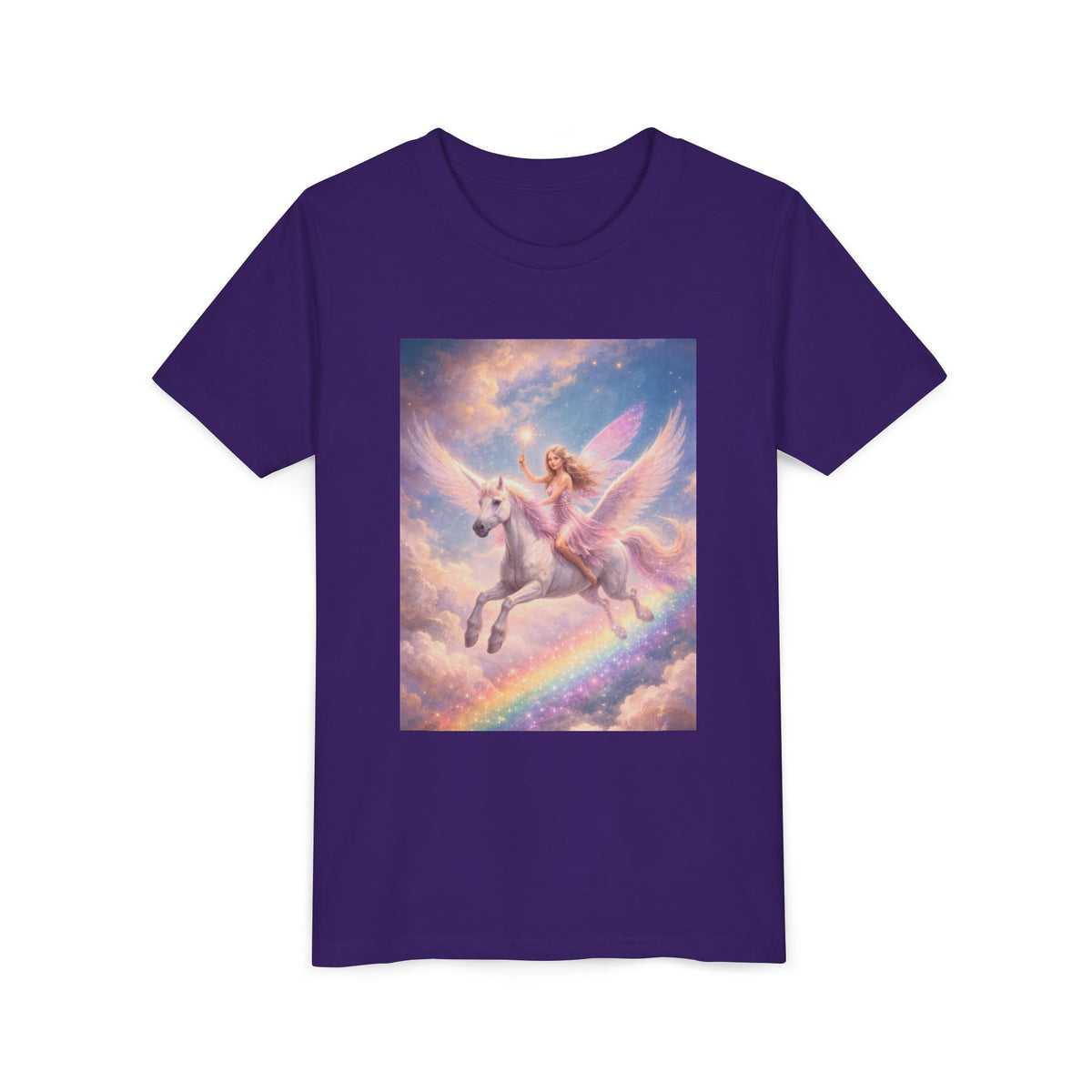 Youth Tee — Magical Unicorn Pegasus Rainbow Graphic T‑Shirt for Kids