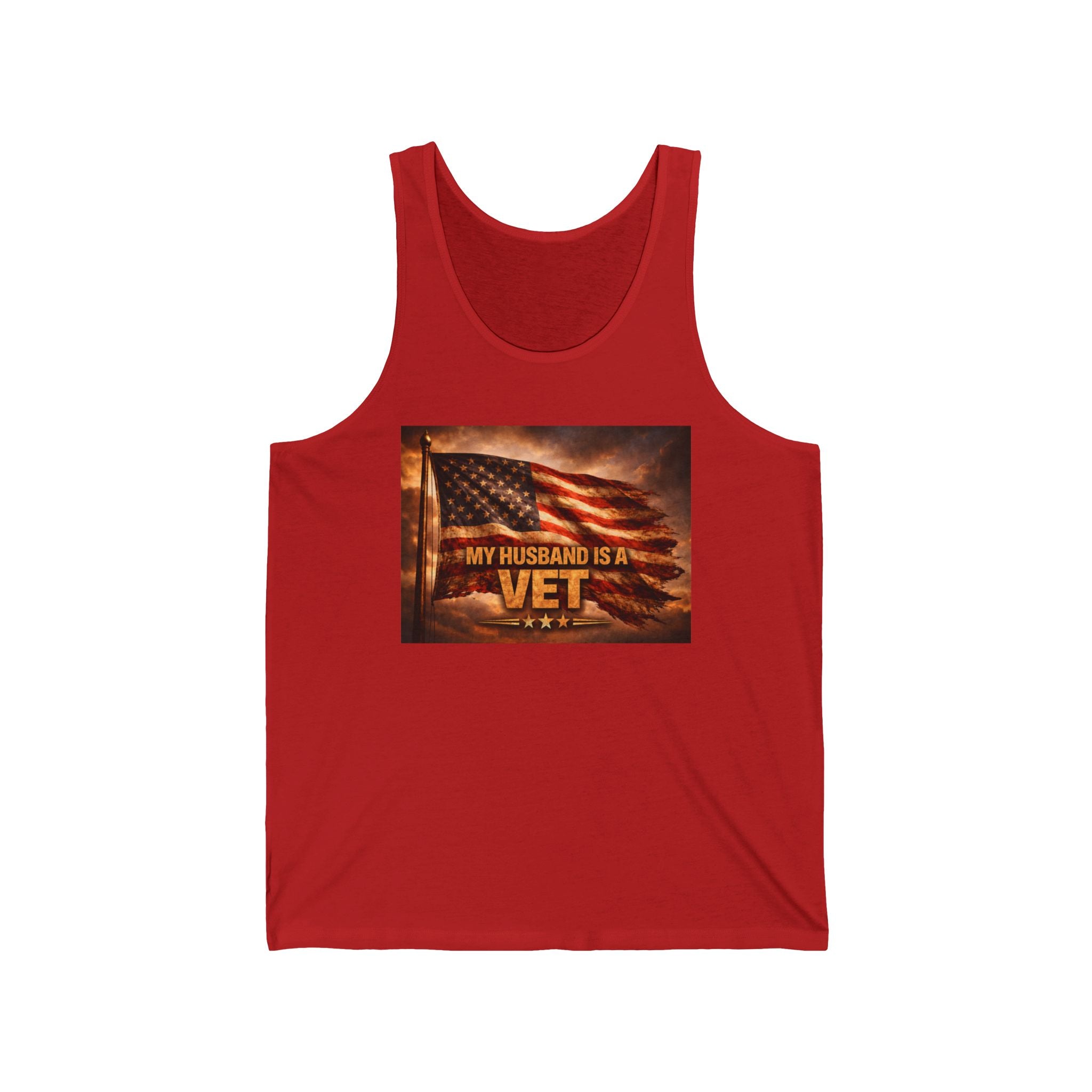 My Husband Is a Vet American Flag Tank Top – Patriotic Military Support Shirt
