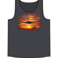 Patriotic Bomber Plane Tank Top — USA Flag Sunset Aviation Tee
