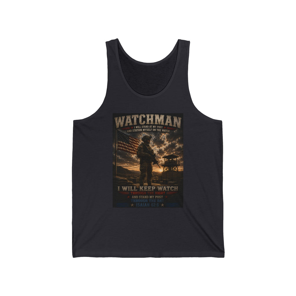 Watchman Tank Top – Military Veteran Prayer Graphic 'I Will Keep Watch'