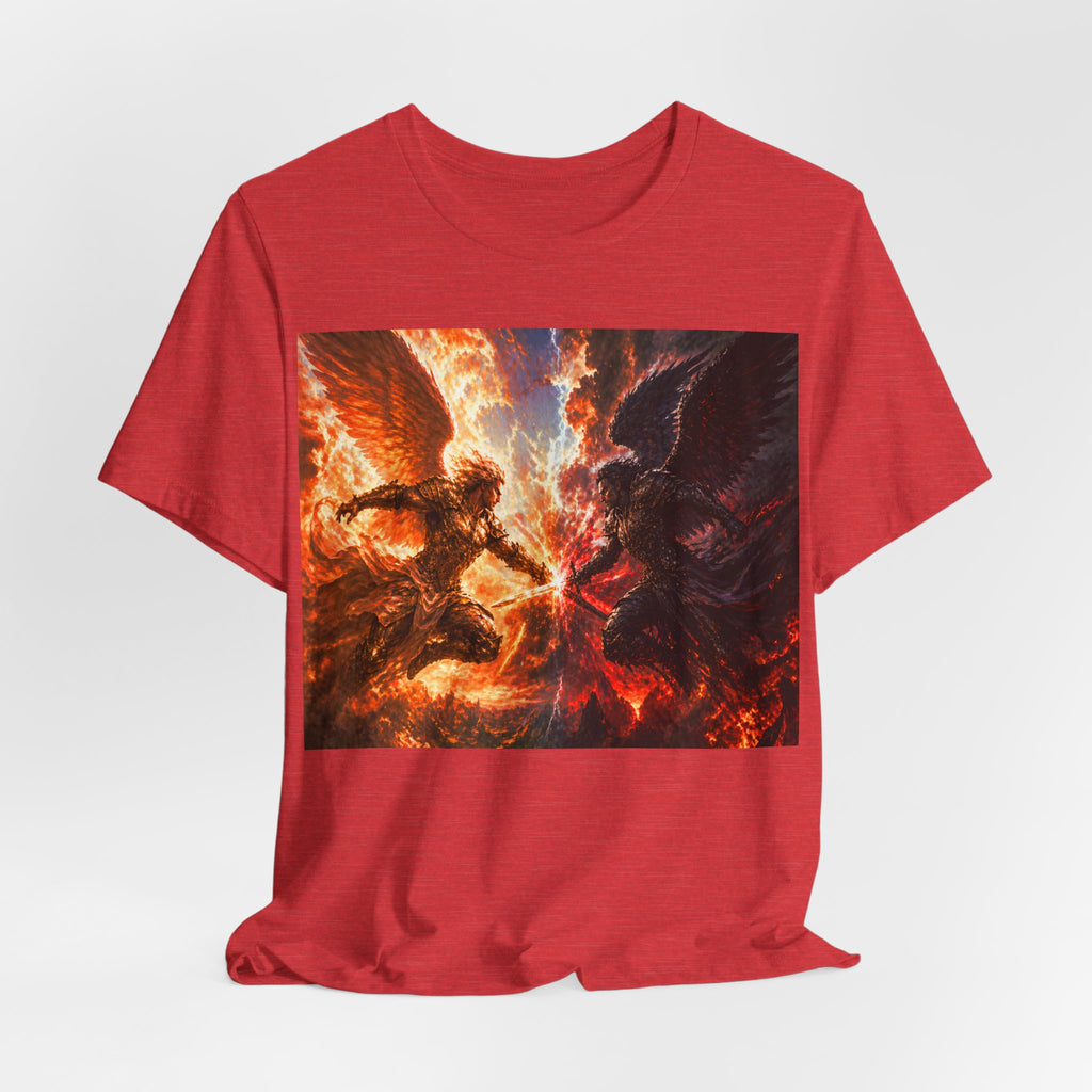 Angel vs Demon Battle T-Shirt — Fiery Fantasy Art Graphic Tee