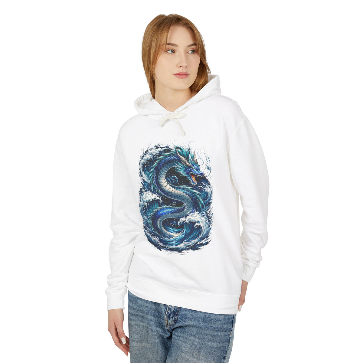 Dragon Wave Hoodie — Blue Sea Serpent Graphic Sweatshirt