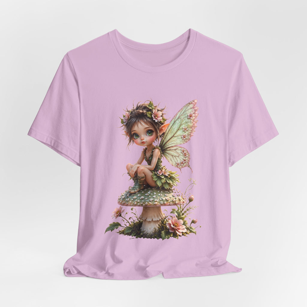 Fairy Mushroom Tee — Cute Woodland Fairy Sitting on Toadstool Graphic T-Shirt
