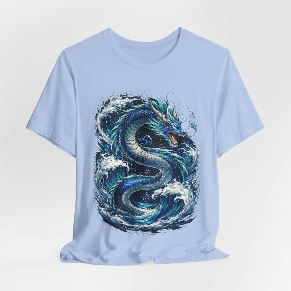 Ocean Dragon Graphic Tee — Blue Wave Serpent T-Shirt