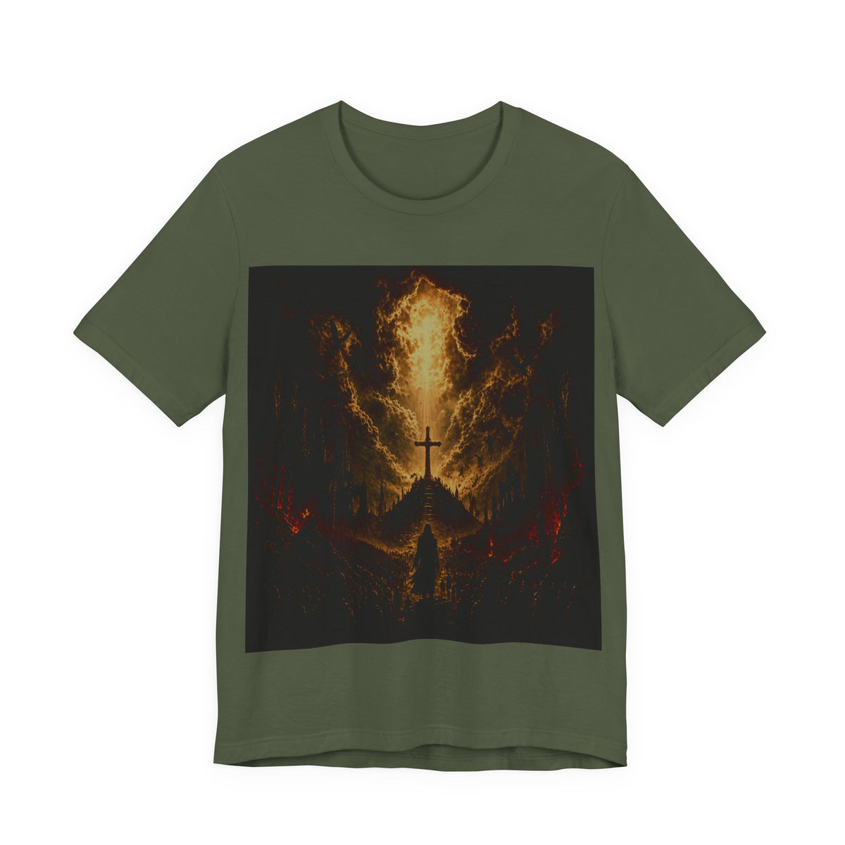 Christian Cross Flames T-Shirt — Fiery Faith Graphic Tee