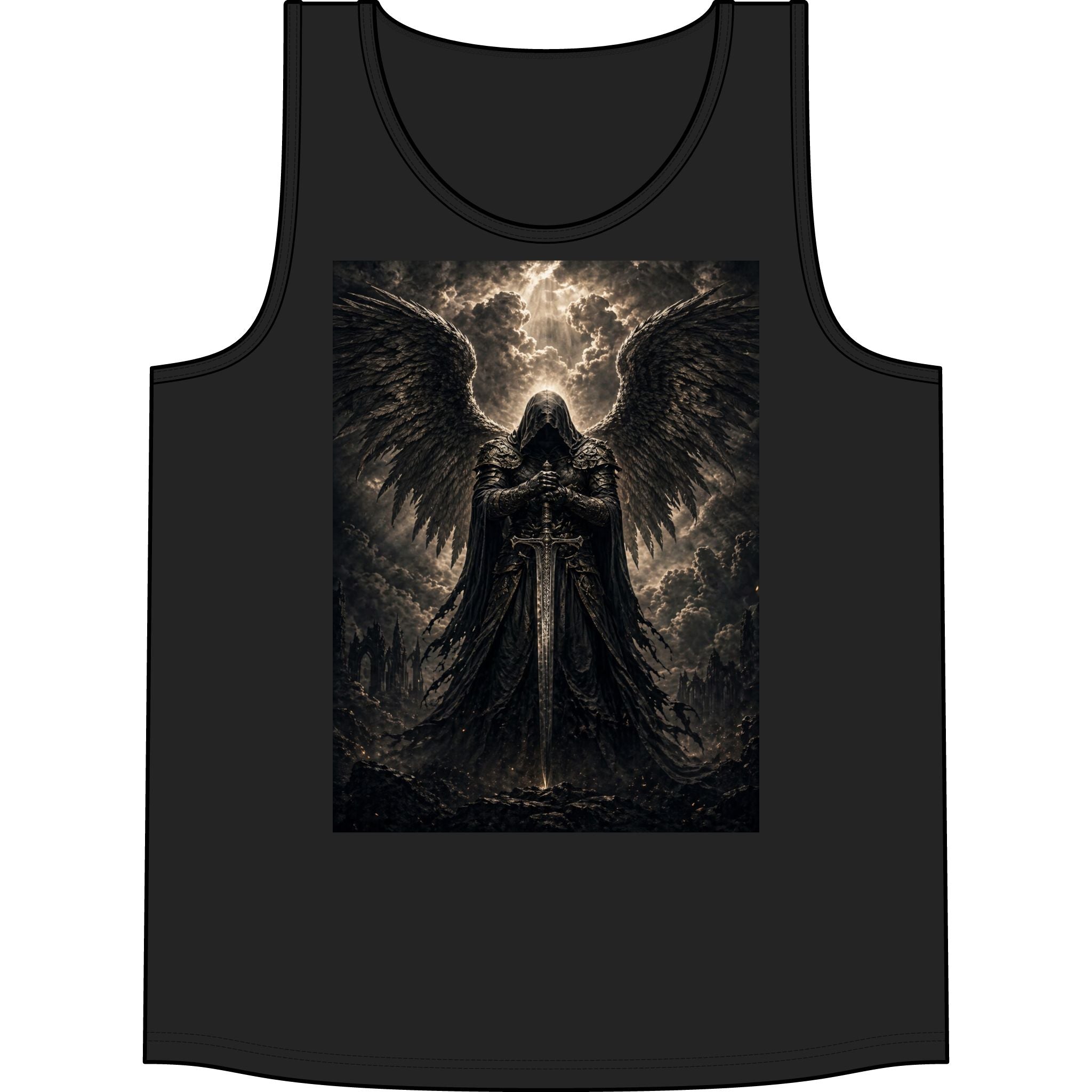 Dark Angel Graphic Tank Top — Gothic Winged Reaper Concert Tee