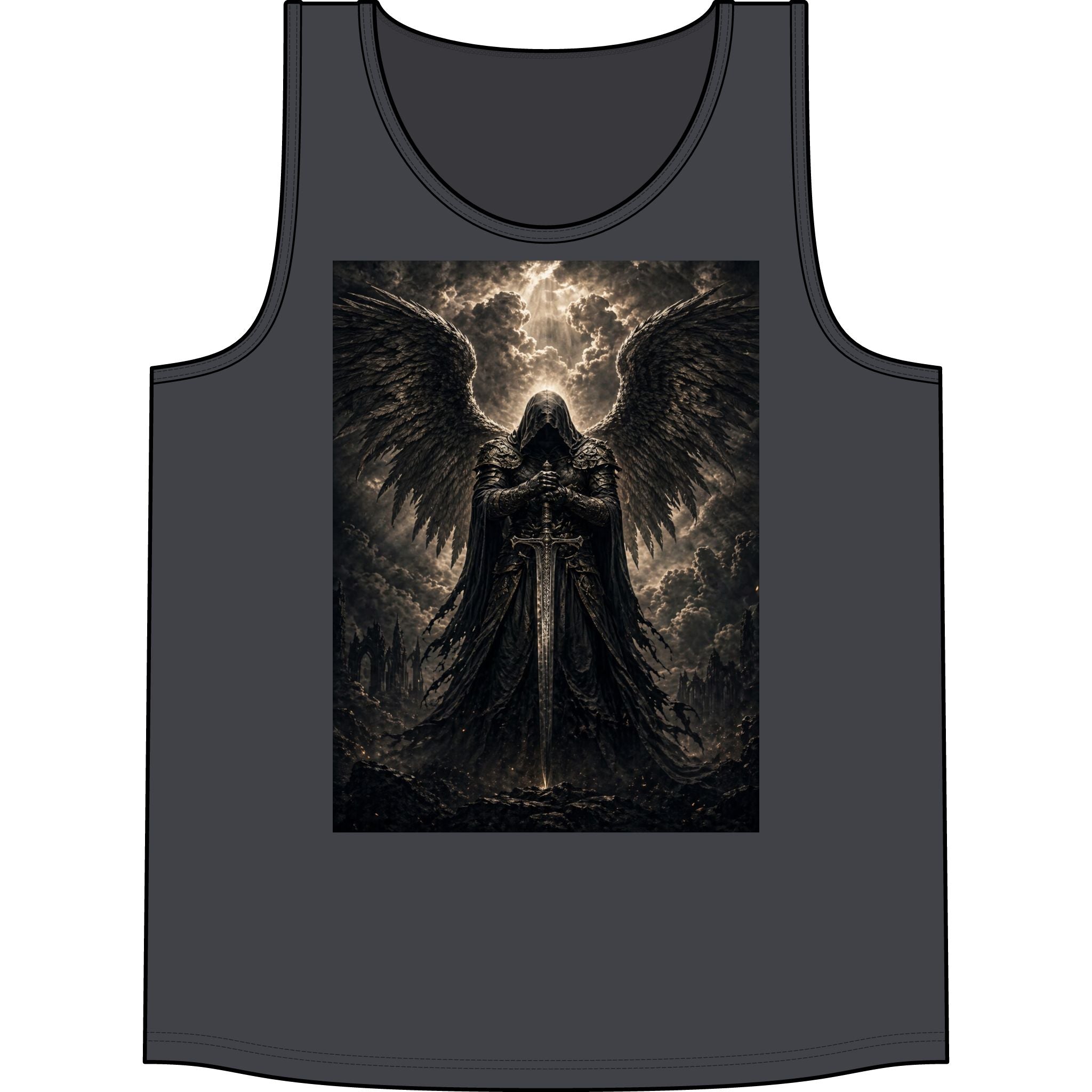 Dark Angel Graphic Tank Top — Gothic Winged Reaper Concert Tee