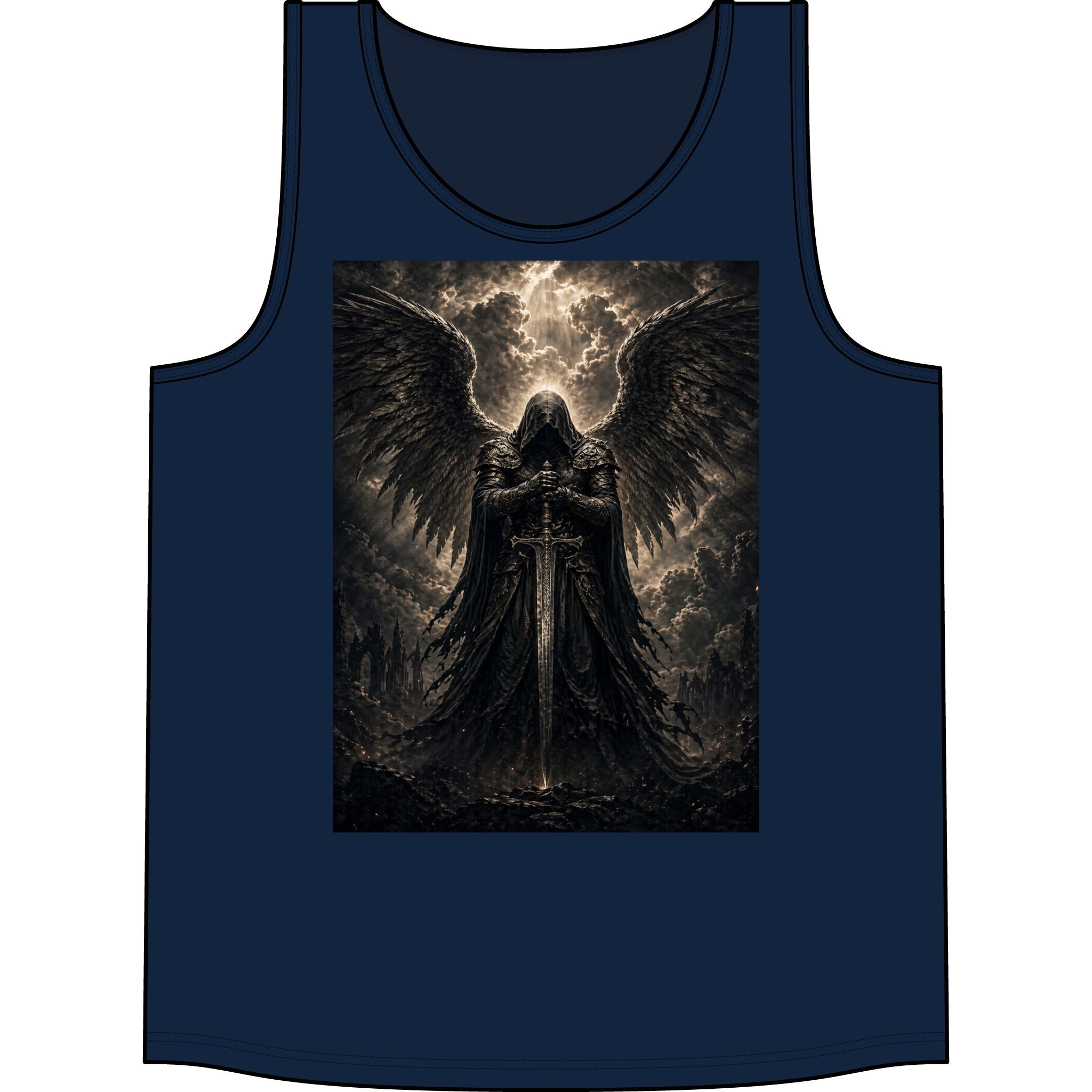 Dark Angel Graphic Tank Top — Gothic Winged Reaper Concert Tee