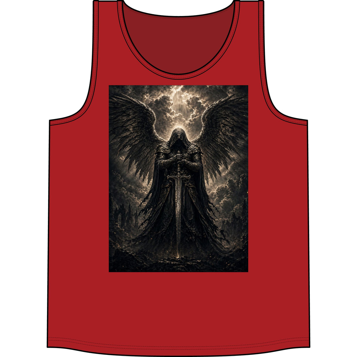 Dark Angel Graphic Tank Top — Gothic Winged Reaper Concert Tee