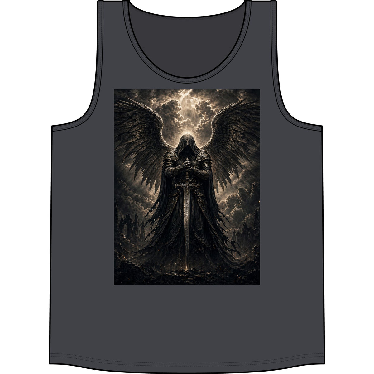 Dark Angel Graphic Tank Top — Gothic Winged Reaper Concert Tee