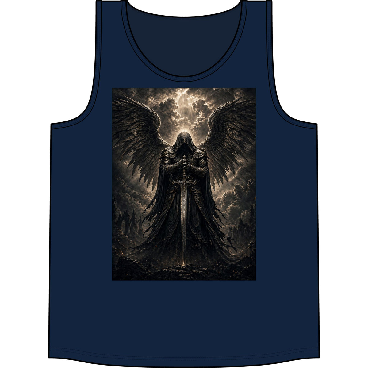 Dark Angel Graphic Tank Top — Gothic Winged Reaper Concert Tee