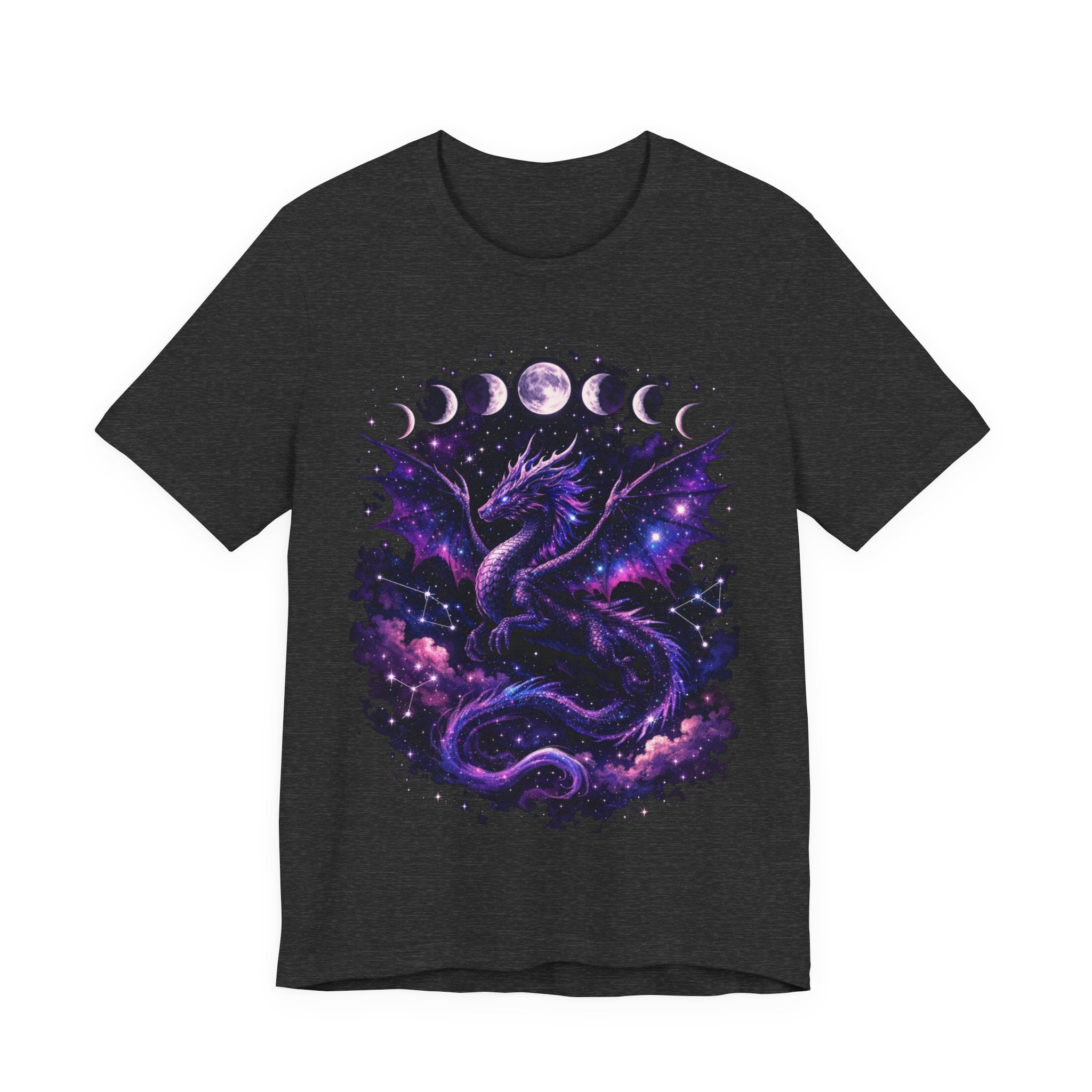 Celestial Moonphase Dragon T-Shirt — Purple Galaxy Fantasy Tee