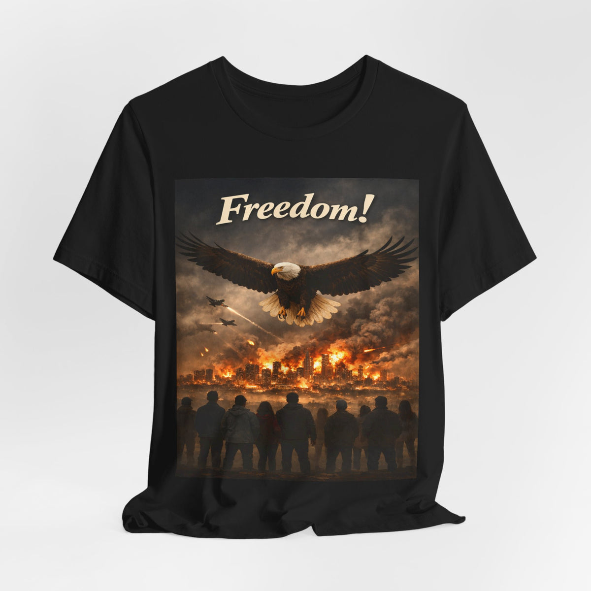Freedom Eagle T-Shirt — Patriotic Bald Eagle & Crowd Graphic Tee