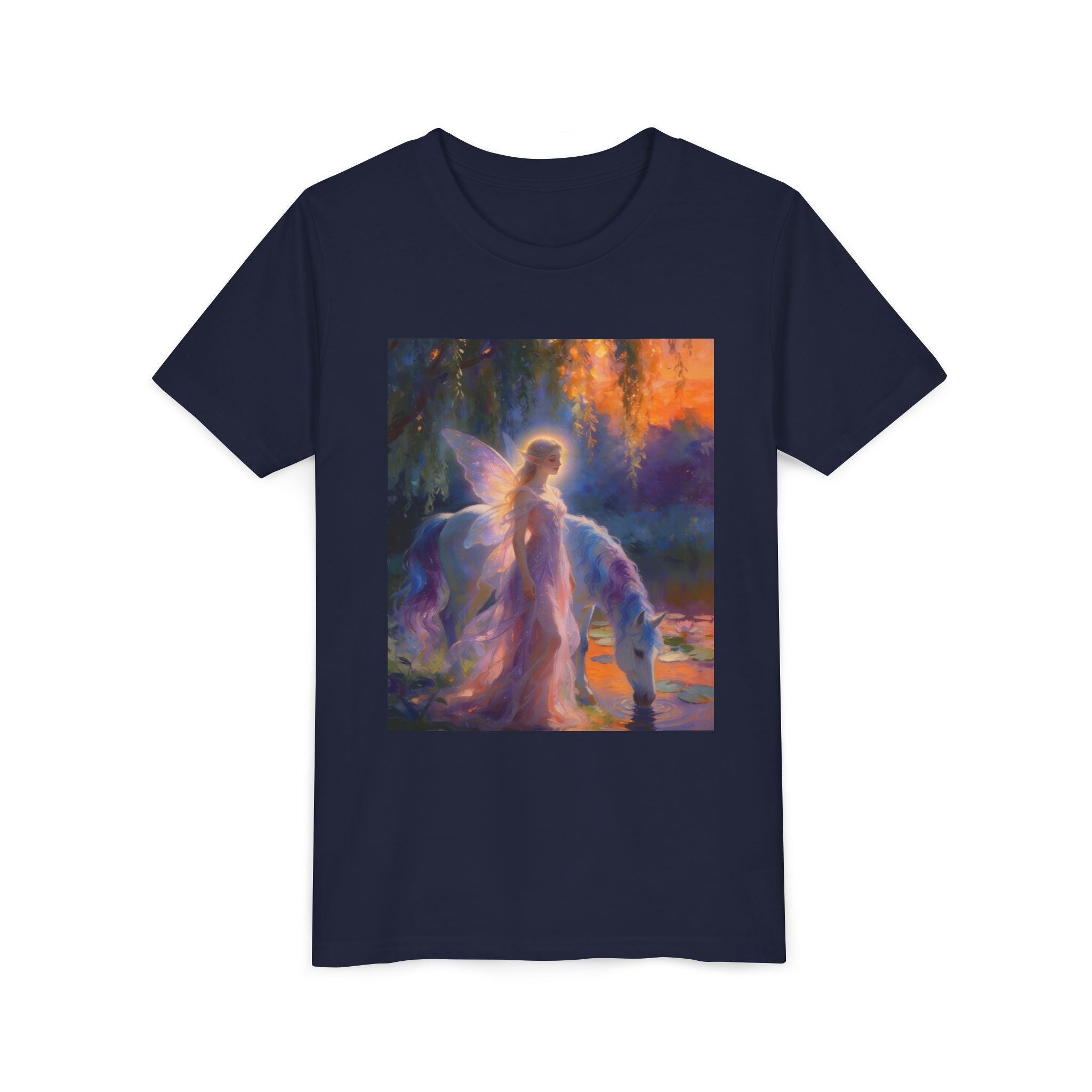 Fairy and Unicorn Youth Tee — Magical Fantasy Kids T-Shirt