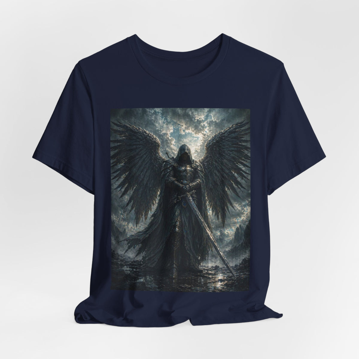 Dark Fallen Angel Graphic Tee — Gothic Warrior Angel T-Shirt