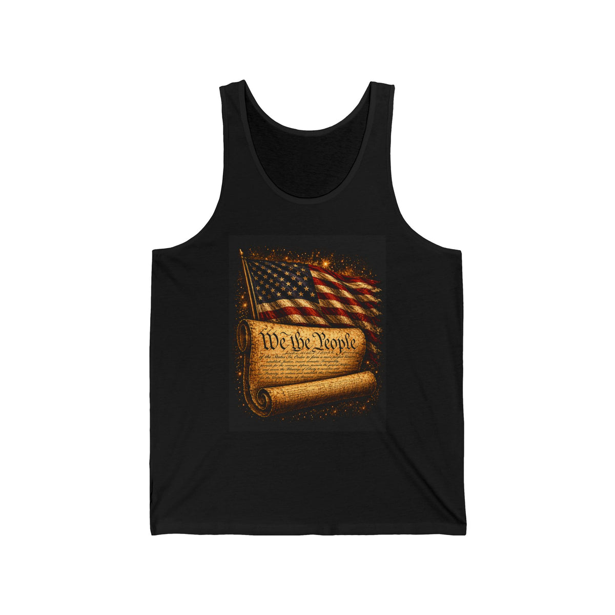 Patriotic "We the People" Tank Top – American Flag & Constitution Graphic
