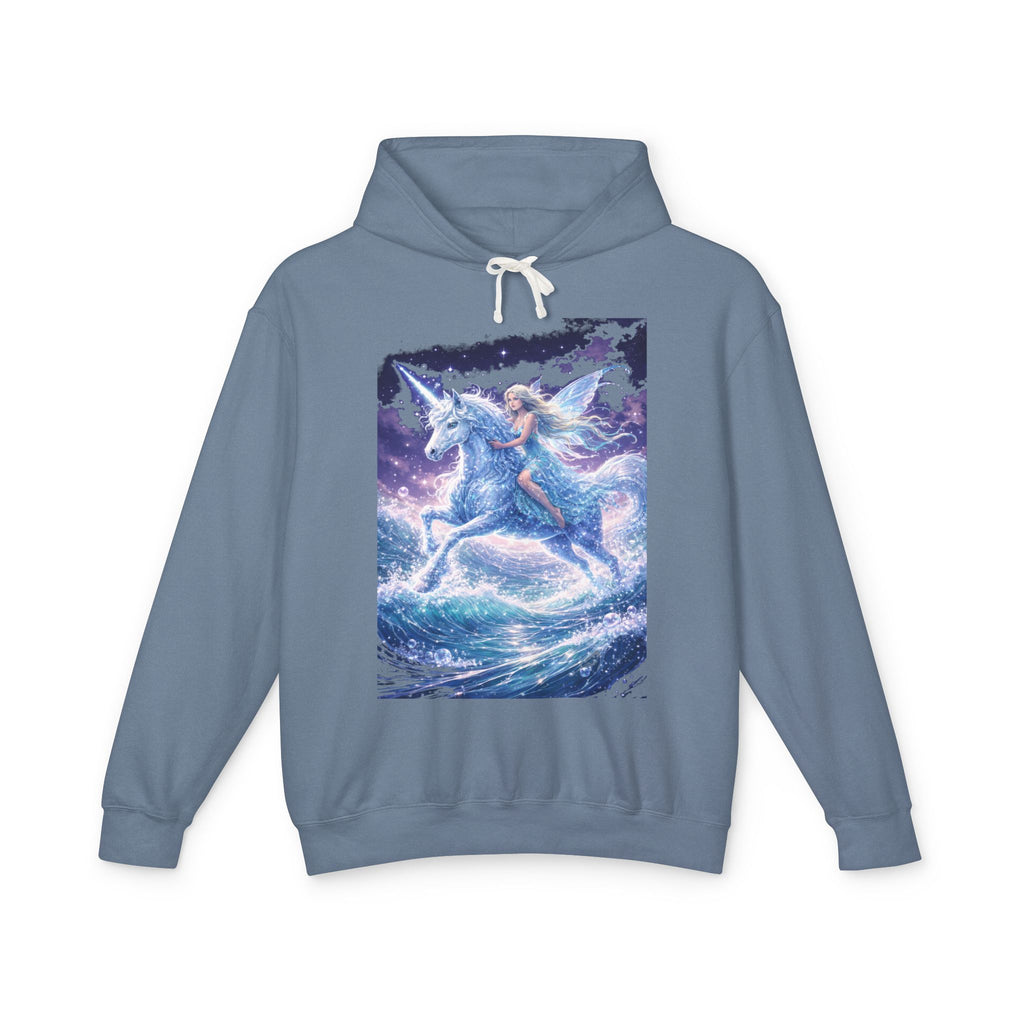 Pegasus Ride Hoodie — Mystical Blue Unicorn Horse Graphic Sweatshirt
