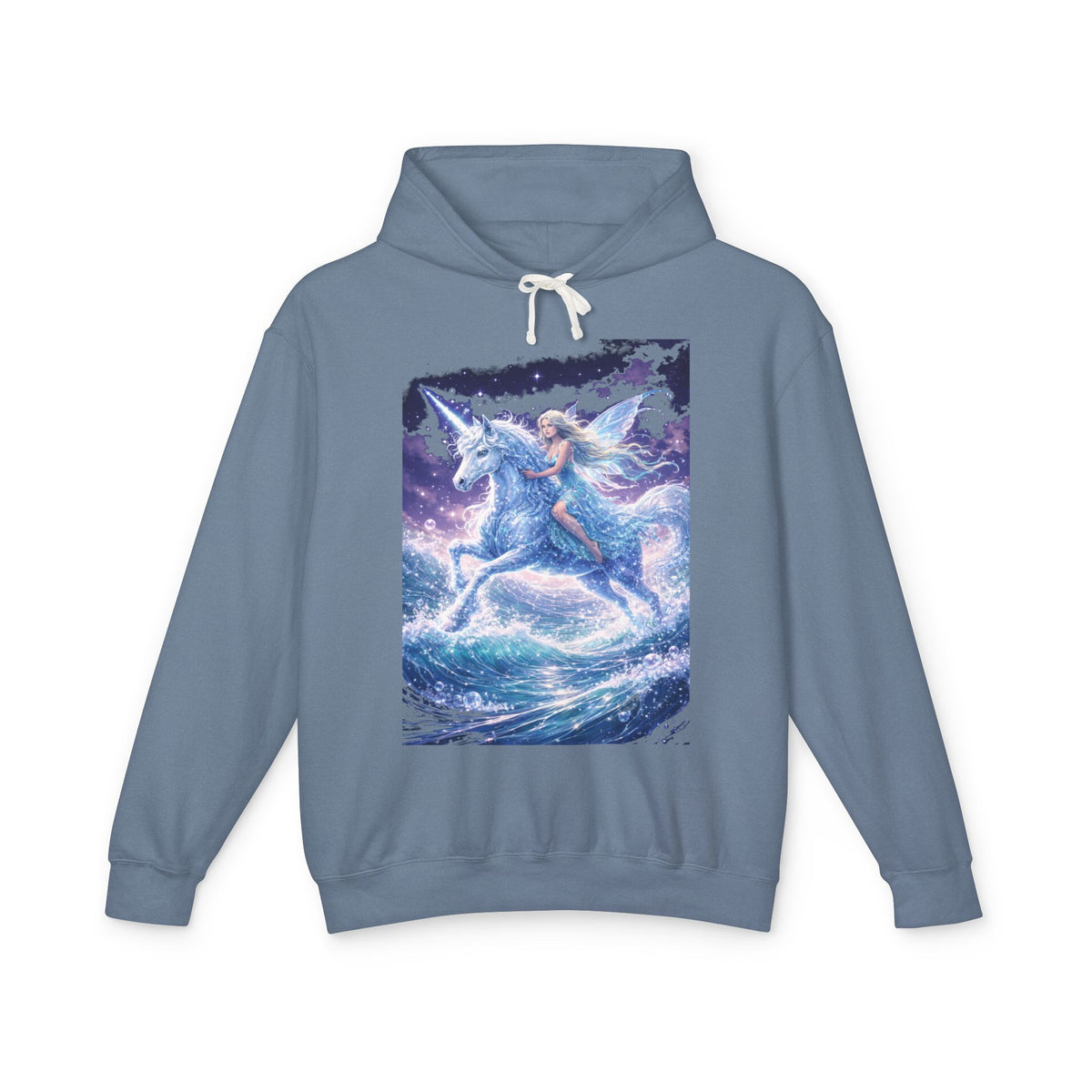 Pegasus Ride Hoodie — Mystical Blue Unicorn Horse Graphic Sweatshirt