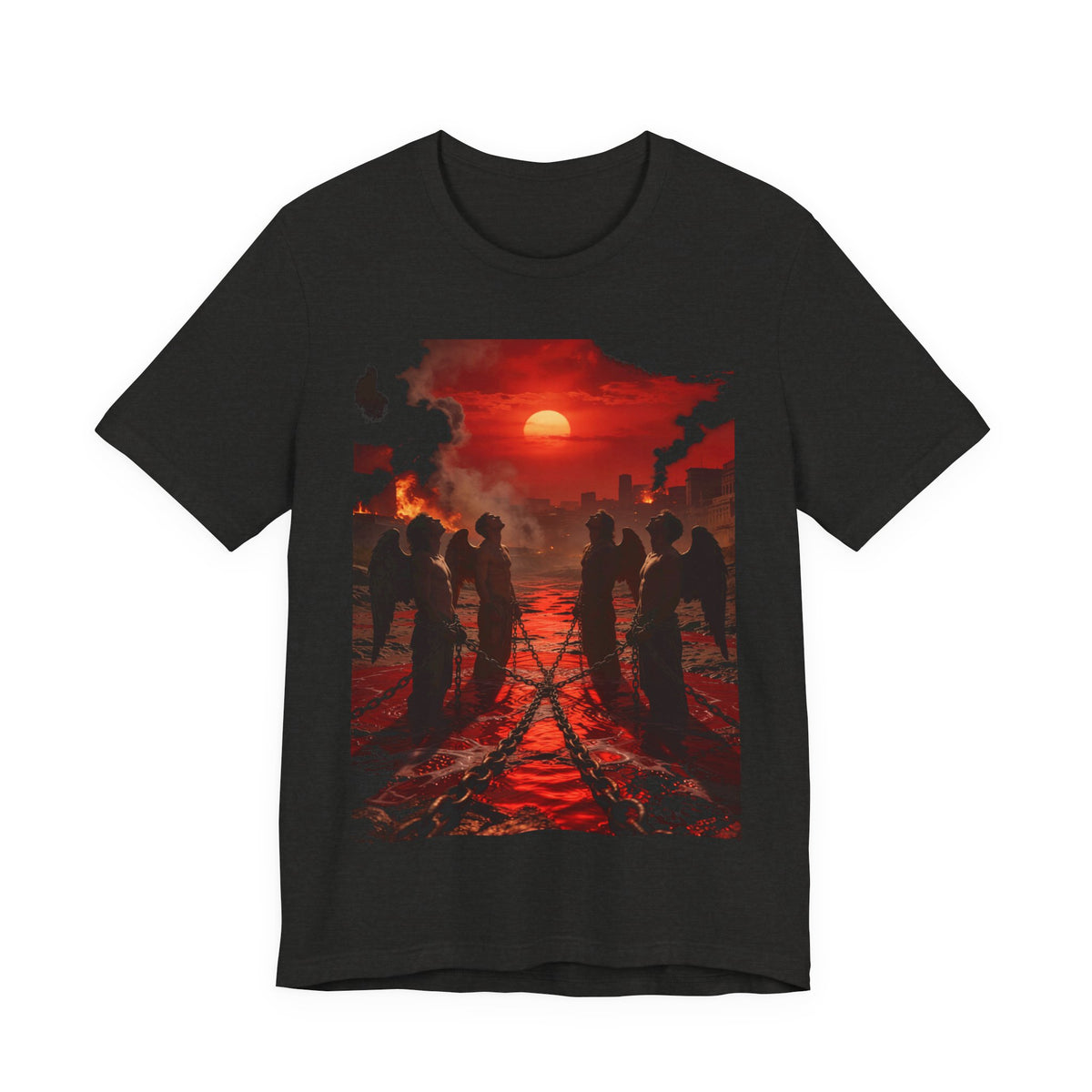Revelation 9 reveals four fallen angels bound in the Euphrates River, awaiting God’s appointed time to bring judgment.T-Shirt —