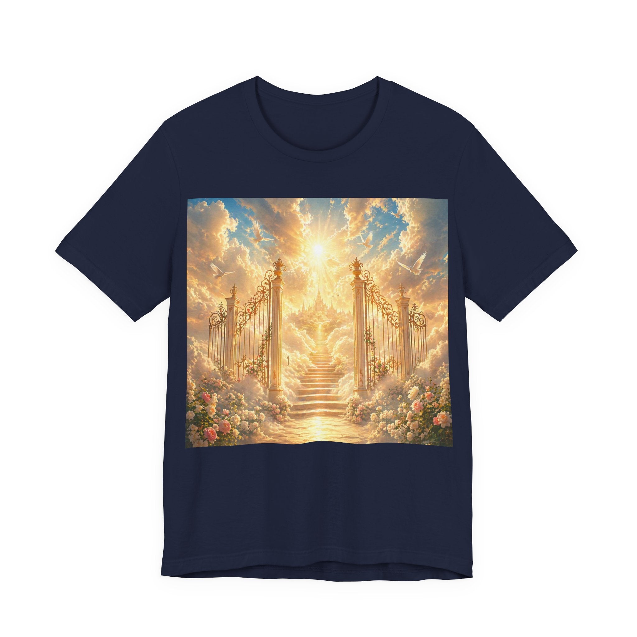 Heavenly Gates Graphic Tee — Celestial Stairs & Sunlight T-Shirt