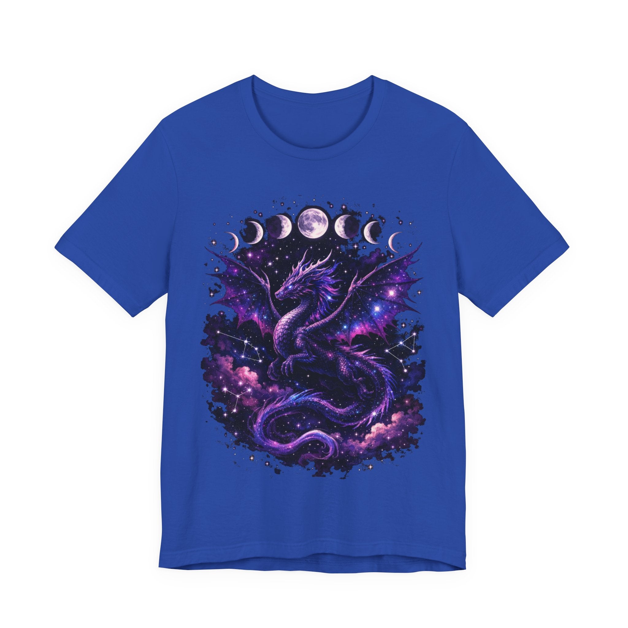 Celestial Moonphase Dragon T-Shirt — Purple Galaxy Fantasy Tee