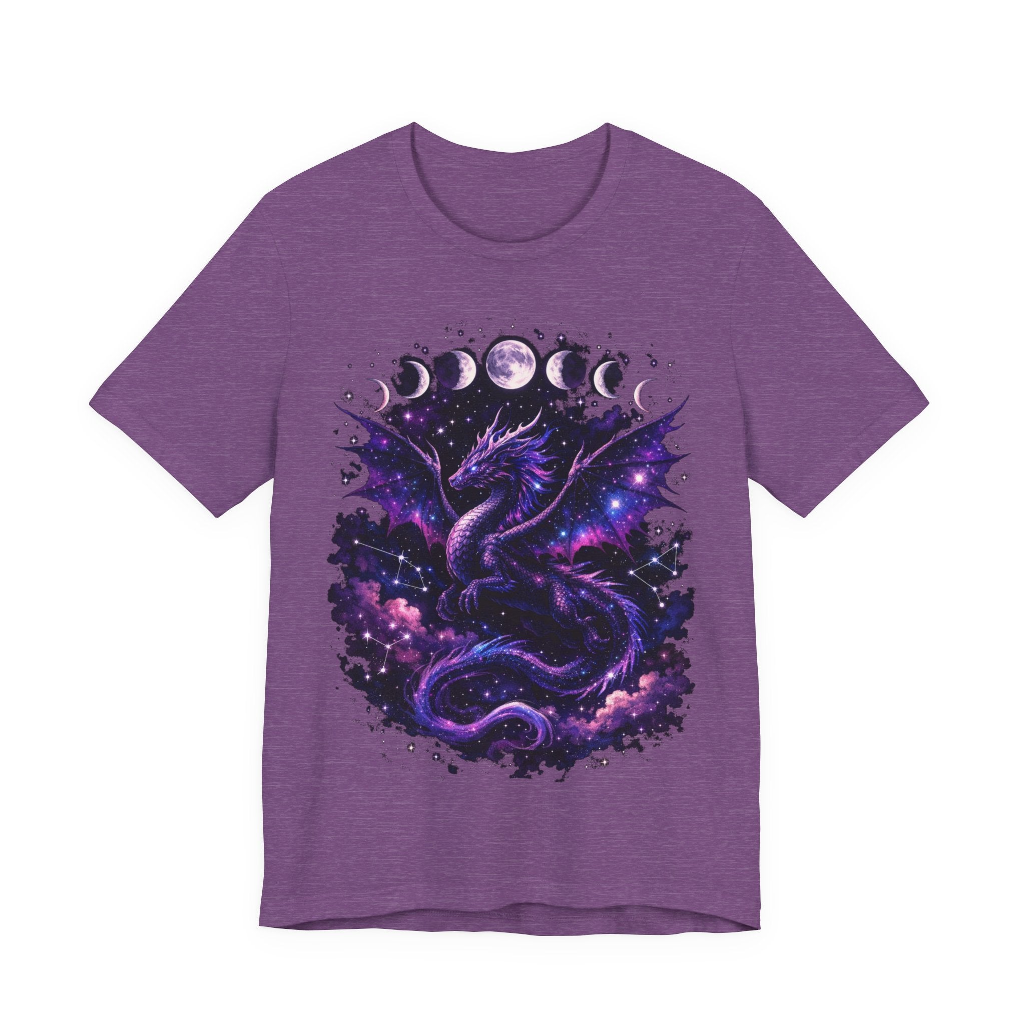 Celestial Moonphase Dragon T-Shirt — Purple Galaxy Fantasy Tee