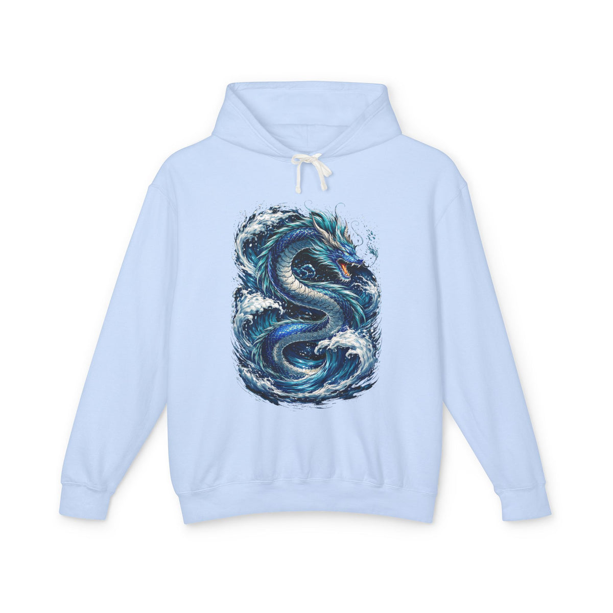 Dragon Wave Hoodie — Blue Sea Serpent Graphic Sweatshirt