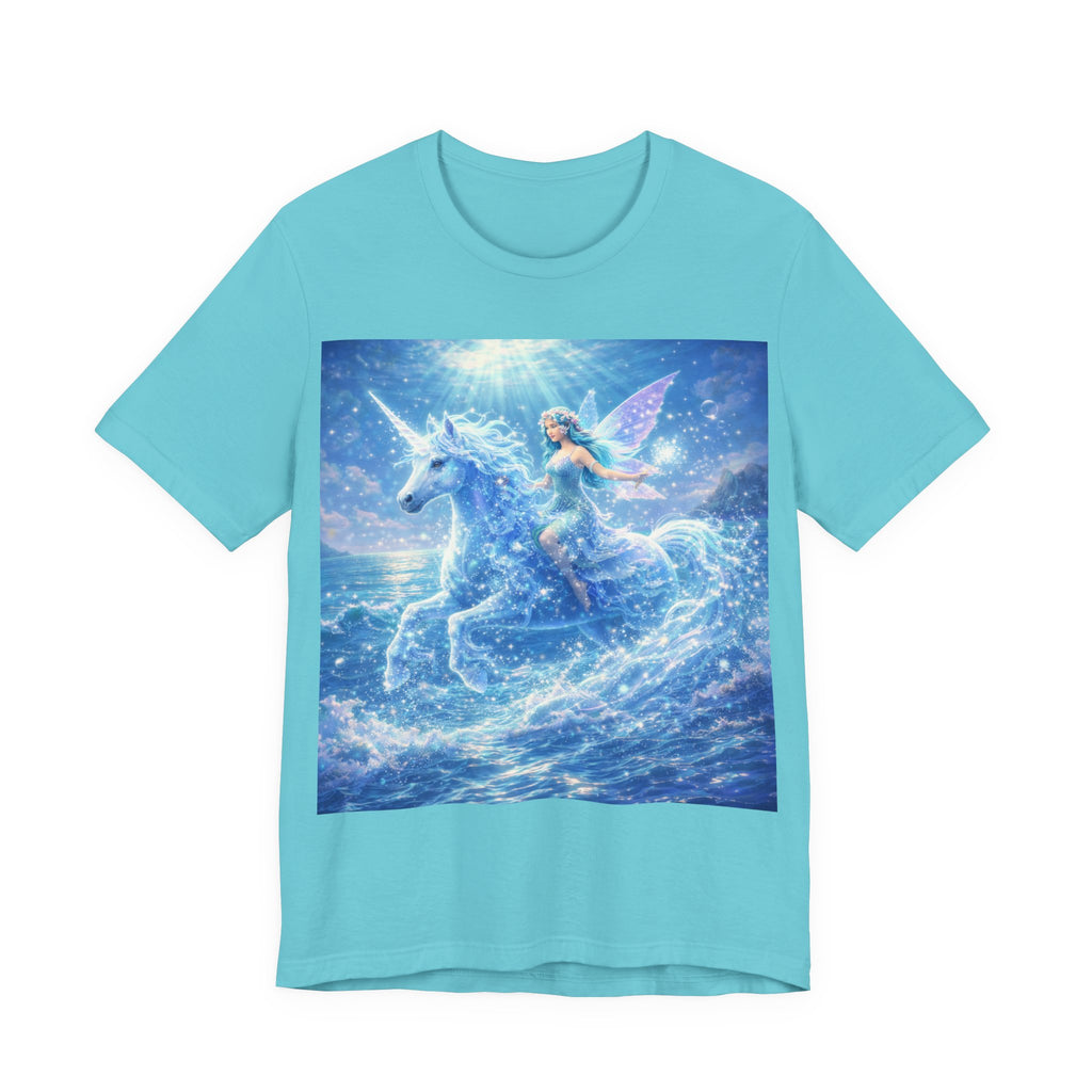 Mystic Sea Unicorn Tee — Fairy Riding Pegasus Surfing Ocean Graphic T-Shirt
