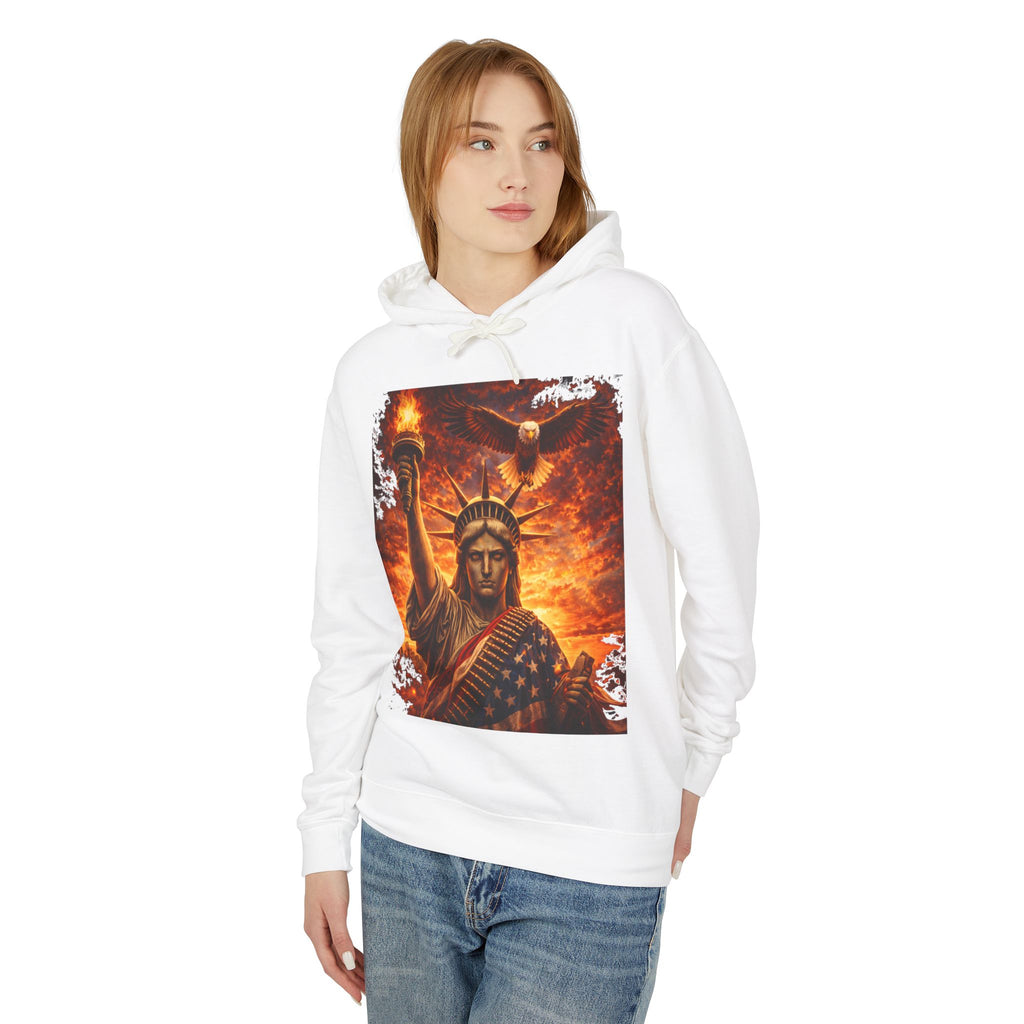 Statue of Liberty Flame Graphic Hoodie — Patriot Fire Art Sweatshirt