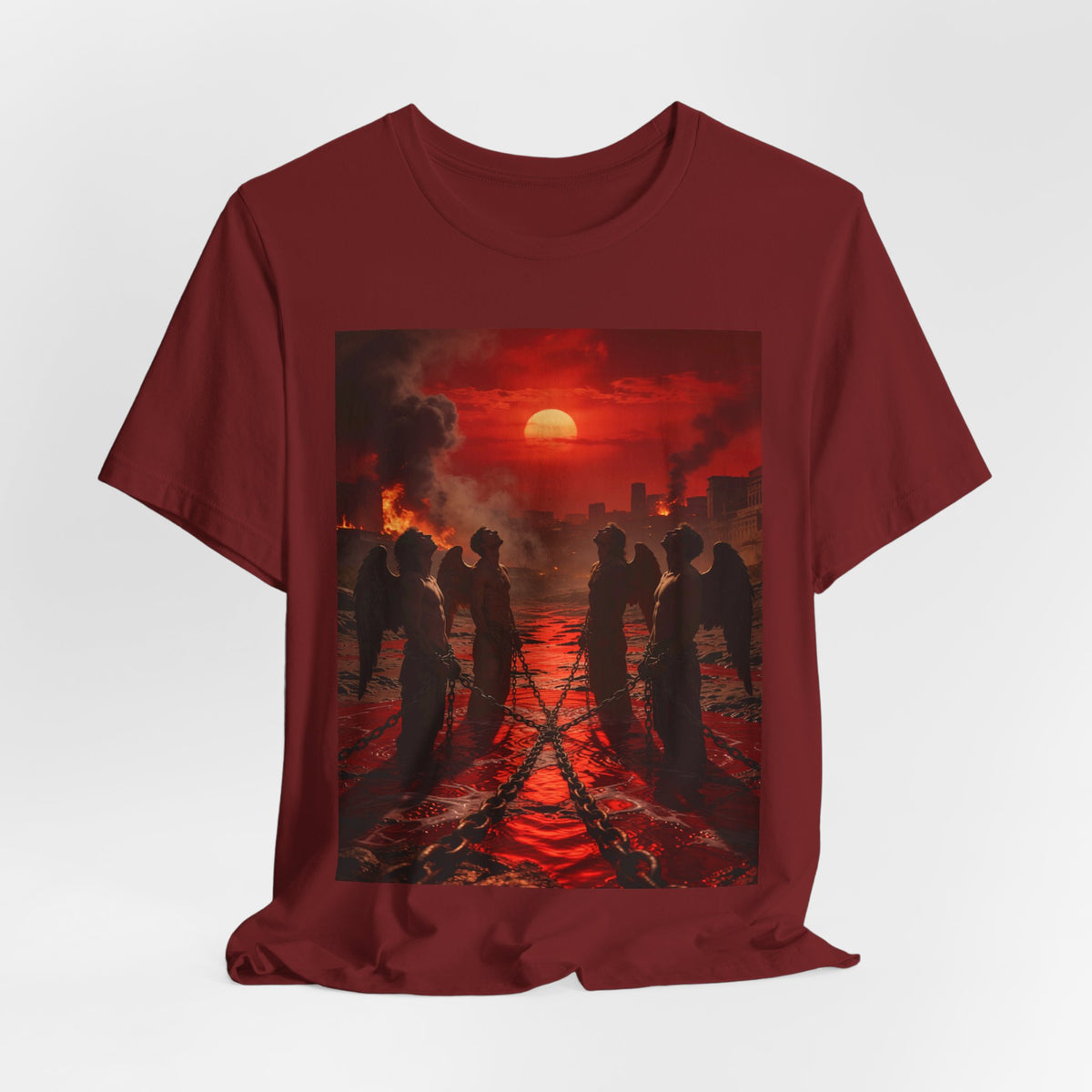 T-Shirt — Revelation 9 reveals four fallen angels bound in the Euphrates River, awaiting God’s appointed time to bring judgment.