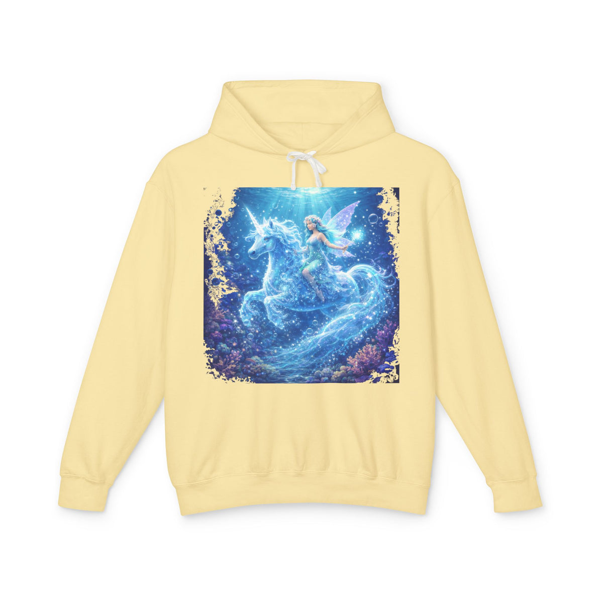 Magical Unicorn & Fairy Hoodie — Starry Blue Fantasy Sweatshirt