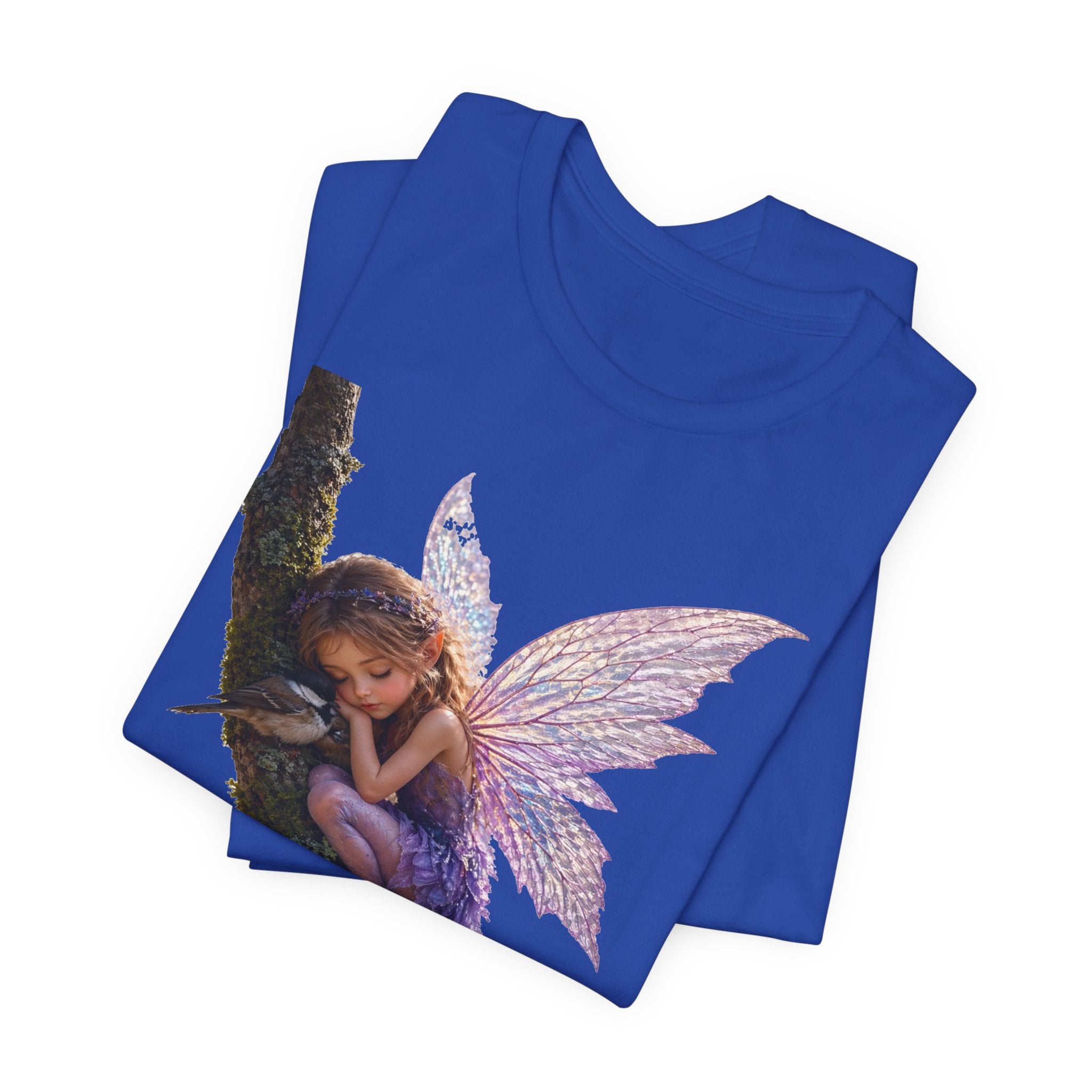 Fairy Sleeping on Branch T-Shirt — Magical Purple Fairy Tee for Women & Girls