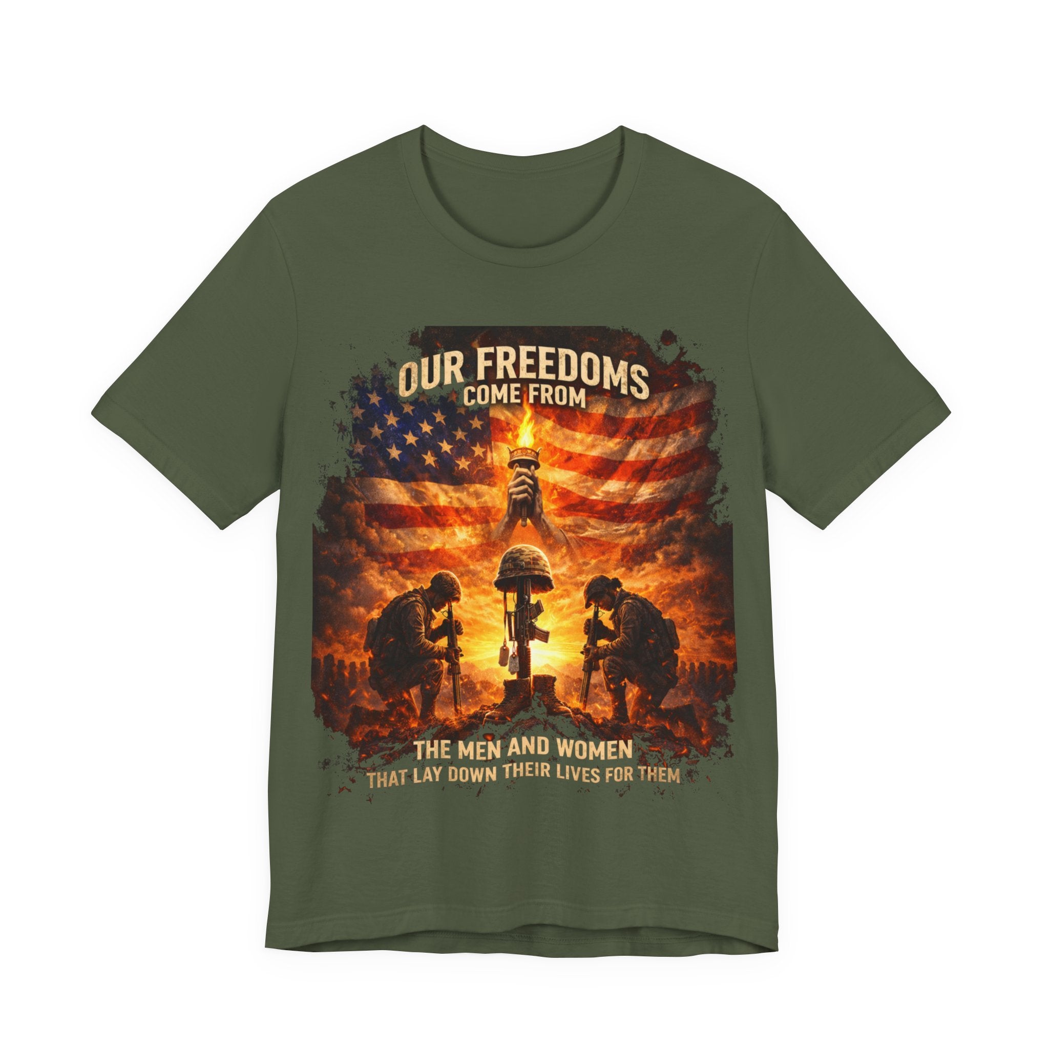 Our Freedoms Come From Soldiers T-Shirt — Patriotic Military Tribute Tee