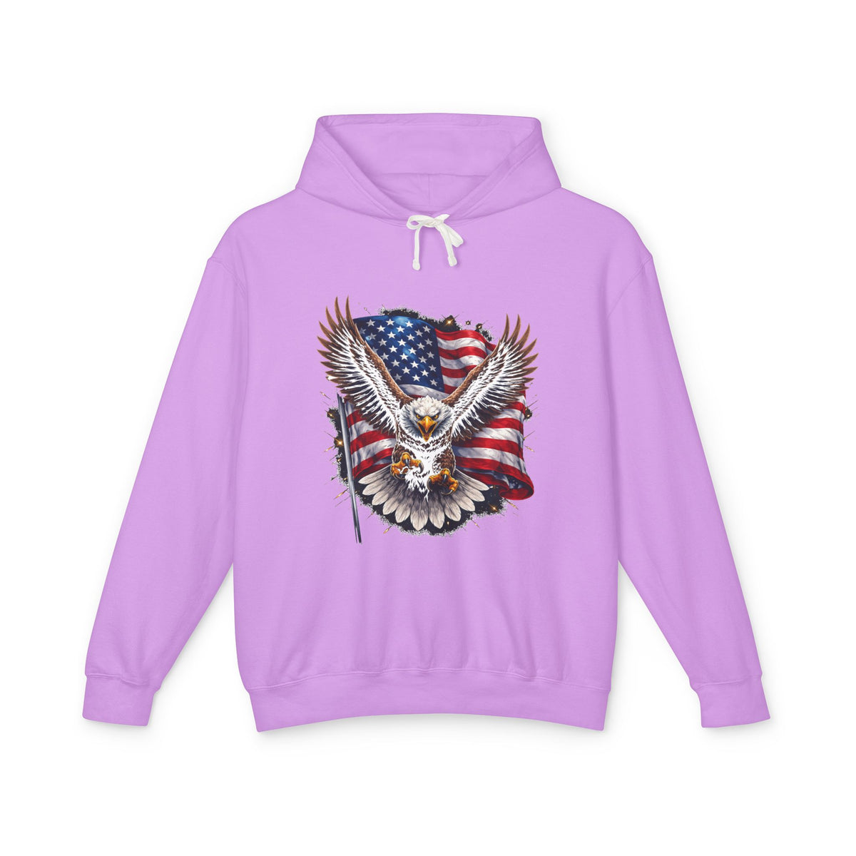 American Eagle Hoodie — Patriotic Bald Eagle with USA Flag Graphic