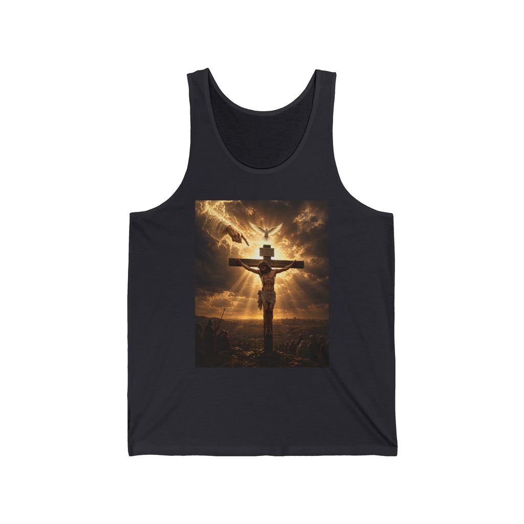 Christian Crucifixion Tank Top — Jesus on the Cross with Dove & Radiant Light