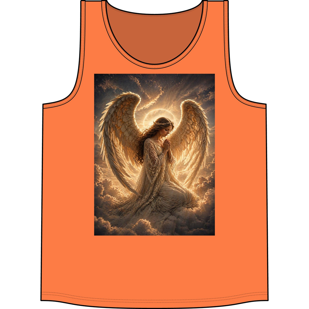 Angel Wings Tank Top — Golden Praying Angel Graphic Tank