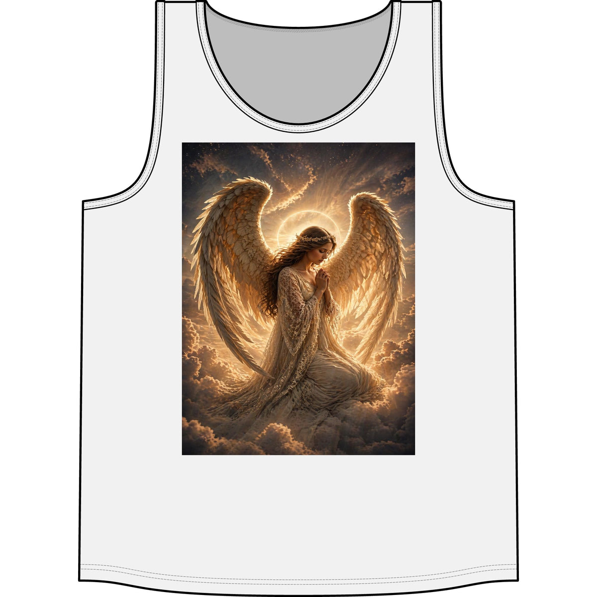 Angel Wings Tank Top — Golden Praying Angel Graphic Tank