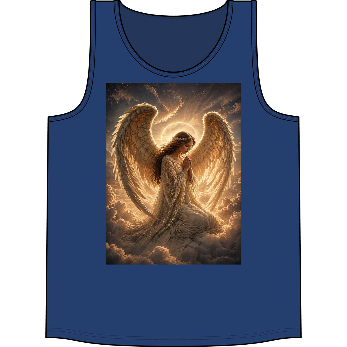 Angel Wings Tank Top — Golden Praying Angel Graphic Tank