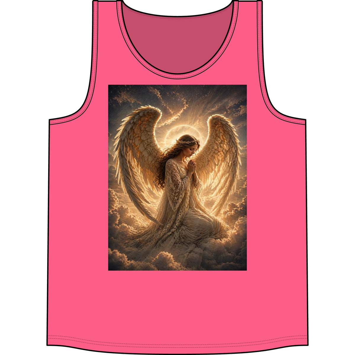 Angel Wings Tank Top — Golden Praying Angel Graphic Tank