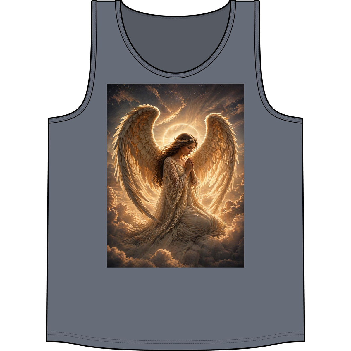 Angel Wings Tank Top — Golden Praying Angel Graphic Tank