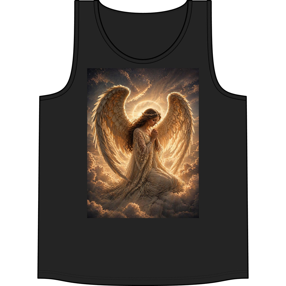 Angel Wings Tank Top — Golden Praying Angel Graphic Tank