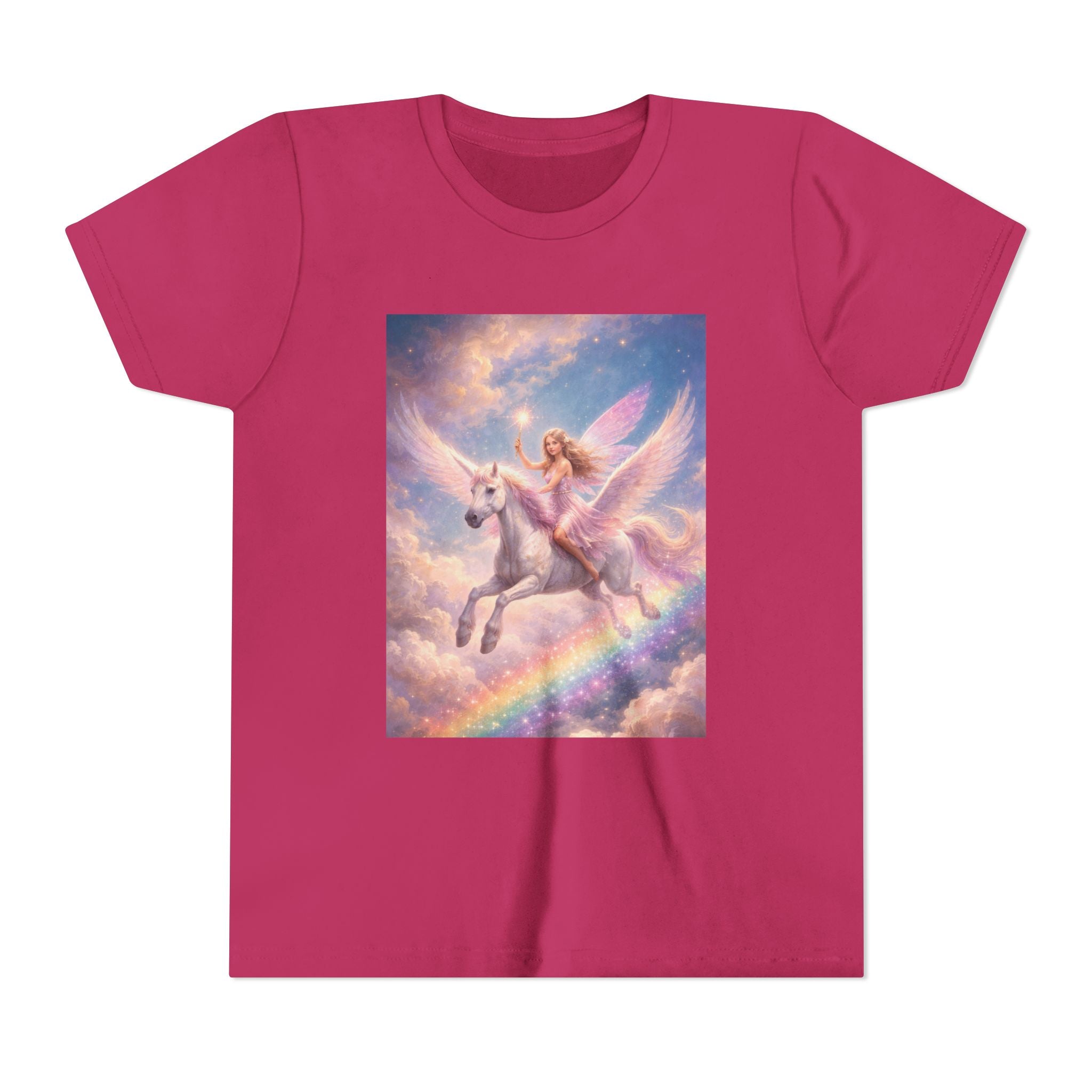 Youth Tee — Magical Unicorn Pegasus Rainbow Graphic T‑Shirt for Kids
