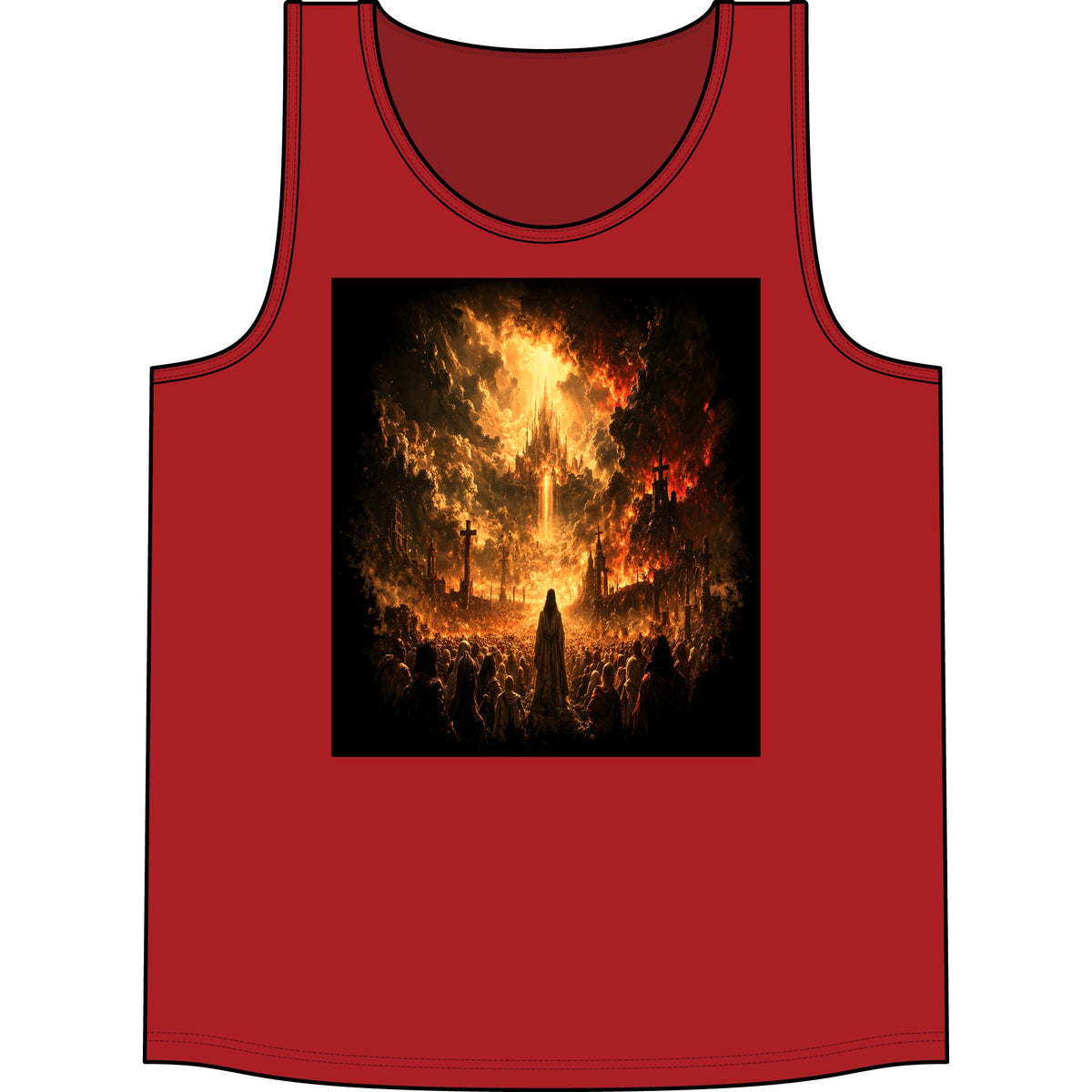 Metal Concert Tank Top — Fiery Crowd Graphic Rock Band Tee