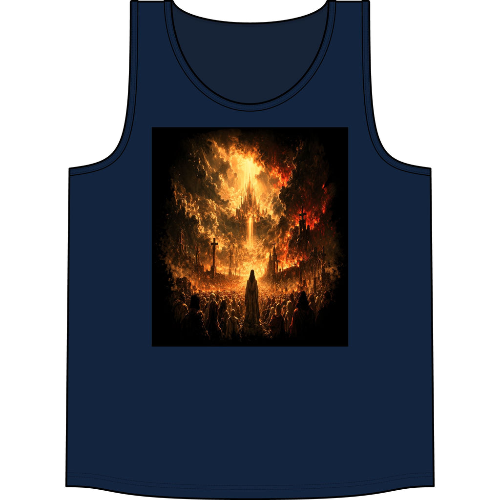 Metal Concert Tank Top — Fiery Crowd Graphic Rock Band Tee